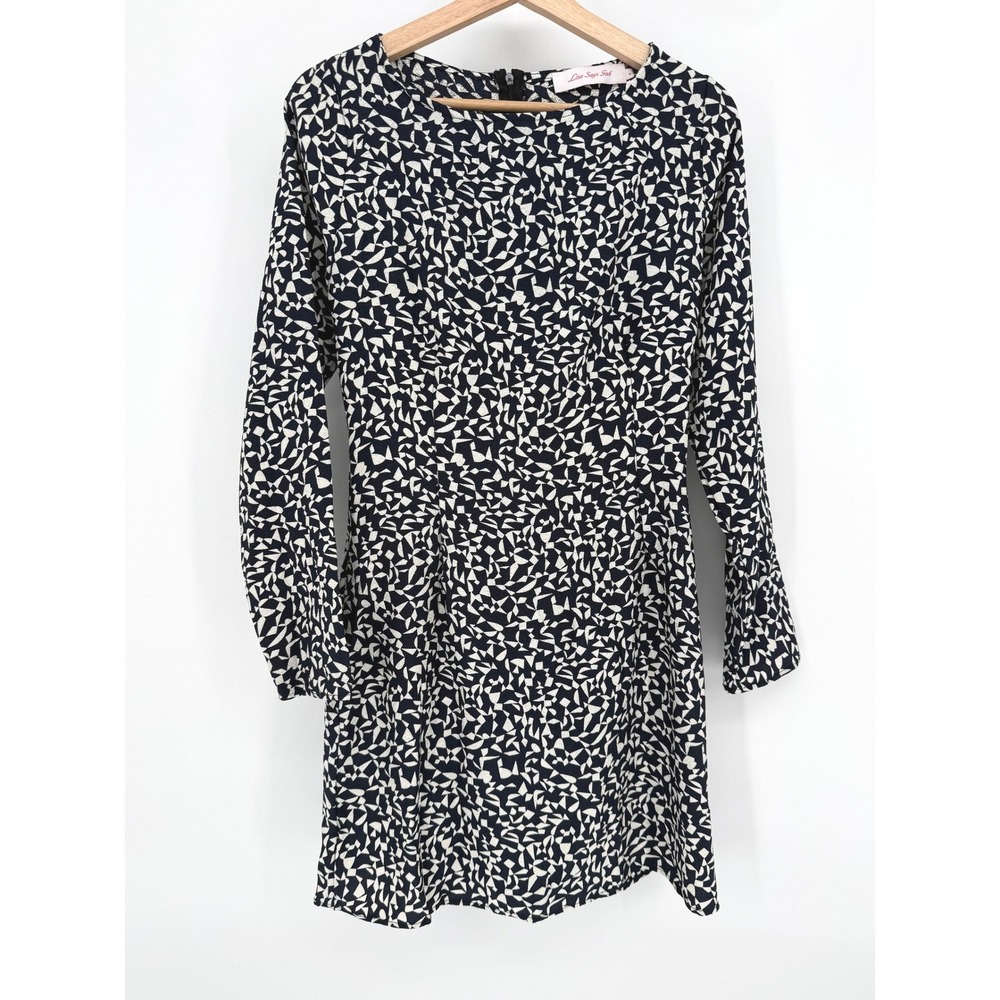 Lisa Says Gah Navy White Geometric Print Mini Dress Size M‎
